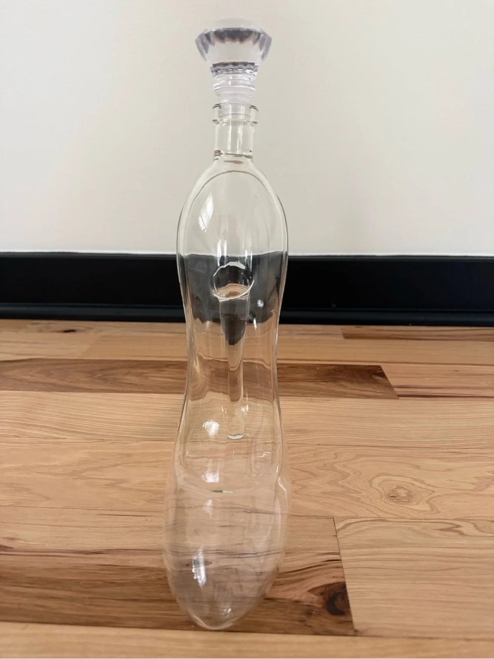 Clear Glass High-Heel Shoe Decanter with Faceted Stopper